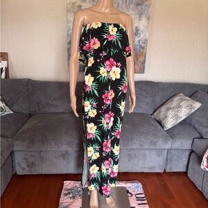 Streetwear Society Floral Maxi Dress - Black, Pink, Yellow
